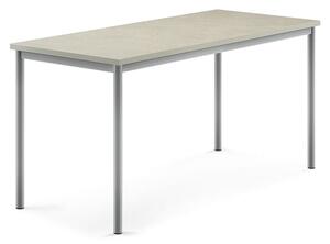 AJ Produkty Stůl SONITUS, 1600x700x760 mm, stříbrné nohy, deska s linoleem, šedá