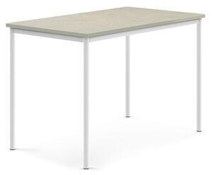 AJ Produkty Stůl SONITUS, 1400x800x900 mm, bílé nohy, deska s linoleem, šedá