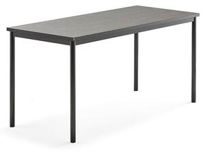 AJ Produkty Stůl SONITUS, 1600x700x760 mm, antracitově šedé nohy, deska s linoleem, tmavě šedá
