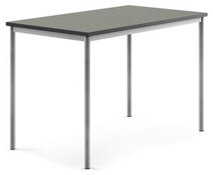 AJ Produkty Stůl SONITUS, 1400x800x900 mm, stříbrné nohy, deska s linoleem, tmavě šedá