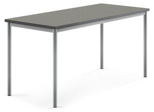 AJ Produkty Stůl SONITUS, 1600x700x760 mm, stříbrné nohy, deska s linoleem, tmavě šedá