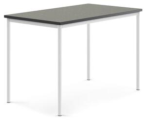 AJ Produkty Stůl SONITUS, 1400x800x900 mm, bílé nohy, deska s linoleem, tmavě šedá