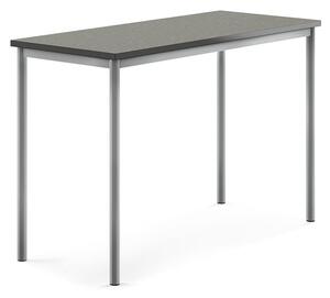 AJ Produkty Stůl SONITUS, 1400x600x900 mm, stříbrné nohy, deska s linoleem, tmavě šedá