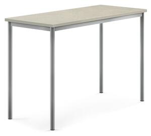 AJ Produkty Stůl SONITUS, 1400x600x900 mm, stříbrné nohy, deska s linoleem, šedá