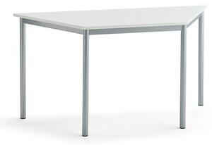 AJ Produkty Stůl SONITUS TRAPETS, 1400x700x720 mm, stříbrné nohy, HPL deska tlumící hluk, bílá