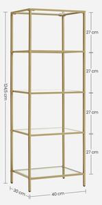 Knihovna GLASY 40x125x30 cm zlatá