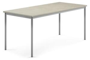 AJ Produkty Stůl SONITUS, 1800x800x760 mm, stříbrné nohy, deska s linoleem, šedá