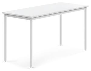 AJ Produkty Stůl BORÅS, 1400x600x720 mm, bílé nohy, HPL deska, bílá