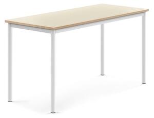 AJ Produkty Stůl BORÅS, 1400x600x720 mm, bílé nohy, HPL deska, bříza