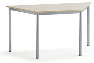 AJ Produkty Stůl SONITUS TRAPETS, 1400x700x720 mm, stříbrné nohy, HPL deska tlumící hluk, bříza