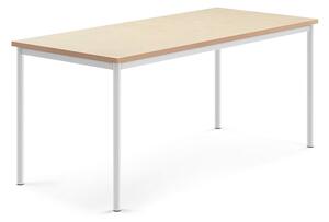 AJ Produkty Stůl SONITUS, 1800x800x760 mm, bílé nohy, deska s linoleem, béžová