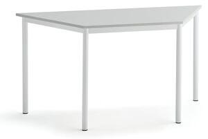 AJ Produkty Stůl SONITUS TRAPETS, 1400x700x720 mm, bílé nohy, HPL deska tlumící hluk, šedá