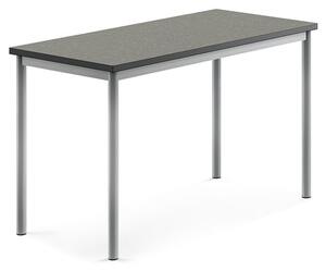 AJ Produkty Stůl SONITUS, 1200x600x720 mm, stříbrné nohy, deska s linoleem, tmavě šedá