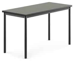 AJ Produkty Stůl SONITUS, 1200x600x720 mm, antracitově šedé nohy, deska s linoleem, tmavě šedá