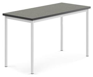 AJ Produkty Stůl SONITUS, 1200x600x720 mm, bílé nohy, deska s linoleem, tmavě šedá