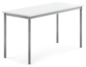 AJ Produkty Stůl BORÅS, 1400x600x720 mm, stříbrné nohy, HPL deska, bílá