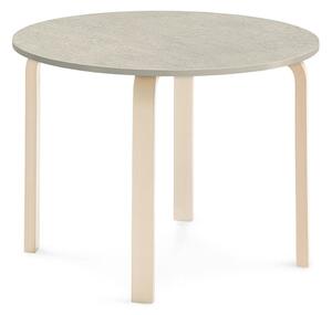 AJ Produkty Stůl ELTON, Ø 900x640 mm, bříza, akustické linoleum, šedá