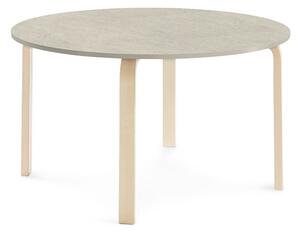 AJ Produkty Stůl ELTON, Ø 1200x640 mm, bříza, akustické linoleum, šedá