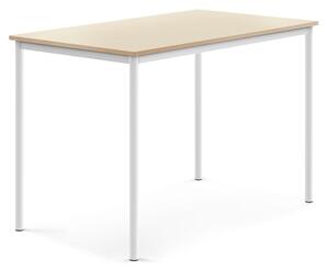 AJ Produkty Stůl BORÅS, 1400x800x900 mm, bílé nohy, HPL deska, bříza