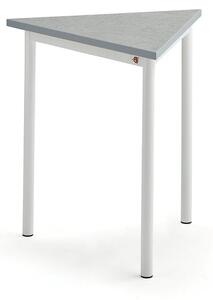 AJ Produkty Stůl SONITUS TRIANGEL, 700x700x720 mm, bílé nohy, deska s linoleem, šedá