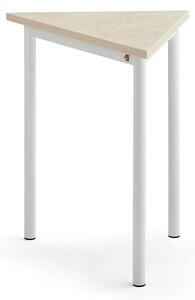 AJ Produkty Stůl SONITUS TRIANGEL, 700x600x720 mm, bílé nohy, deska s linoleem, béžová