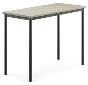 AJ Produkty Stůl SONITUS, 1200x600x900 mm, antracitově šedé nohy, deska s linoleem, šedá