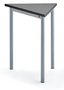 AJ Produkty Stůl SONITUS TRIANGEL, 700x600x720 mm, stříbrné nohy, deska s linoleem, tmavě šedá