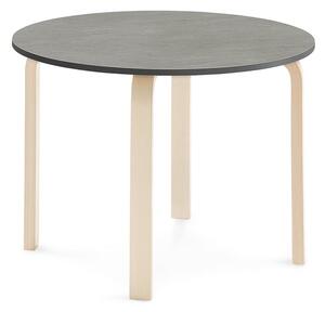 AJ Produkty Stůl ELTON, Ø 900x640 mm, bříza, akustické linoleum, tmavě šedá