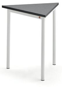 AJ Produkty Stůl SONITUS TRIANGEL, 700x700x720 mm, bílé nohy, deska s linoleem, tmavě šedá