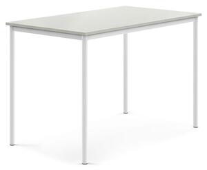 AJ Produkty Stůl BORÅS, 1400x800x900 mm, bílé nohy, HPL deska, šedá