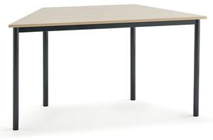 AJ Produkty Stůl SONITUS TRAPETS, 1200x600x720 mm, antracitově šedé nohy, HPL deska tlumící hluk, bříza