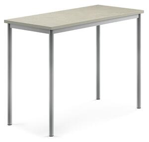 AJ Produkty Stůl SONITUS, 1200x600x900 mm, stříbrné nohy, deska s linoleem, šedá