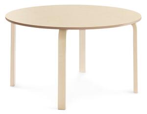 AJ Produkty Stůl ELTON, Ø 1200x640 mm, bříza, akustické linoleum, béžová
