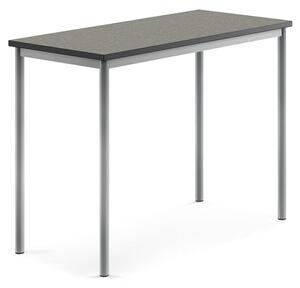 AJ Produkty Stůl SONITUS, 1200x600x900 mm, stříbrné nohy, deska s linoleem, tmavě šedá