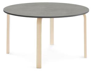 AJ Produkty Stůl ELTON, Ø 1200x640 mm, bříza, akustické linoleum, tmavě šedá