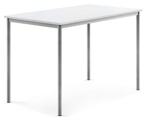 AJ Produkty Stůl BORÅS, 1400x800x900 mm, stříbrné nohy, HPL deska, bílá