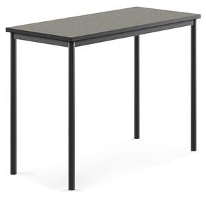 AJ Produkty Stůl SONITUS, 1200x600x900 mm, antracitově šedé nohy, deska s linoleem, tmavě šedá