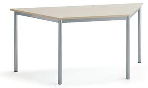 AJ Produkty Stůl SONITUS TRAPETS, 1600x800x720 mm, stříbrné nohy, HPL deska tlumící hluk, bříza