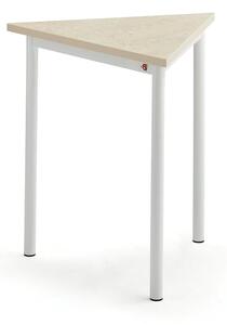 AJ Produkty Stůl SONITUS TRIANGEL, 700x700x720 mm, bílé nohy, deska s linoleem, béžová