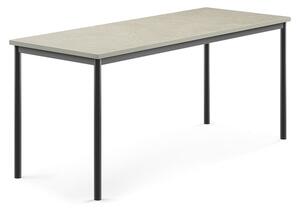 AJ Produkty Stůl SONITUS, 1800x700x760 mm, antracitově šedé nohy, deska s linoleem, šedá