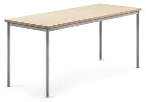 AJ Produkty Stůl SONITUS, 1800x700x760 mm, stříbrné nohy, deska s linoleem, béžová
