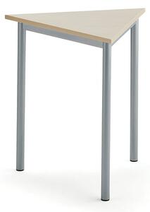 AJ Produkty Stůl SONITUS TRIANGEL, 700x700x720 mm, stříbrné nohy, HPL deska tlumící hluk, bříza