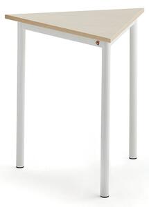 AJ Produkty Stůl SONITUS TRIANGEL, 700x700x720 mm, bílé nohy, HPL deska tlumící hluk, bříza
