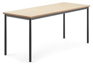 AJ Produkty Stůl SONITUS, 1800x700x760 mm, antracitově šedé nohy, deska s linoleem, béžová