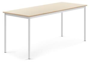 AJ Produkty Stůl BORÅS, 1800x700x760 mm, bílé nohy, HPL deska, bříza