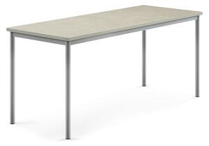 AJ Produkty Stůl SONITUS, 1800x700x760 mm, stříbrné nohy, deska s linoleem, šedá