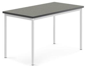 AJ Produkty Stůl SONITUS, 1200x700x720 mm, bílé nohy, deska s linoleem, tmavě šedá