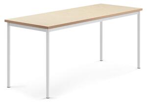 AJ Produkty Stůl SONITUS, 1800x700x760 mm, bílé nohy, deska s linoleem, béžová