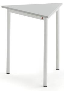 AJ Produkty Stůl SONITUS TRIANGEL, 700x700x720 mm, bílé nohy, HPL deska tlumící hluk, šedá