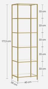 Knihovna GLASY 40x177x30 cm zlatá